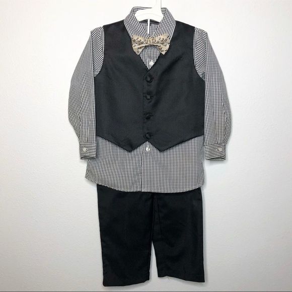 Andrew Fezza Dress Boys Bow Tie Vest Pants Set 4T